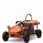 Orange spider web pattern kids go kart with headlights