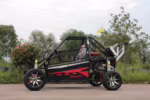 Black and red off-road go-kart with roll cage