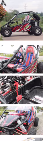 Kart off-road com gaiola de proteção e bancos de corrida
