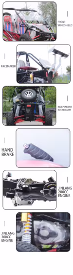 Colagem de características e especificações do buggy YKF-KA12
