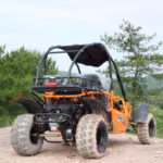 Orange off-road dune buggy rear view