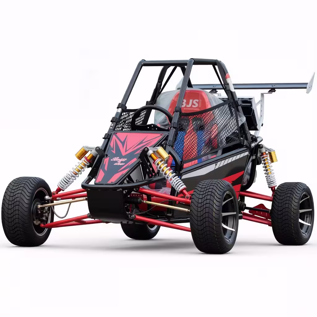 Off-road go-kart with roll cage and suspension