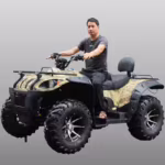 Man riding camouflage ATV quad bike