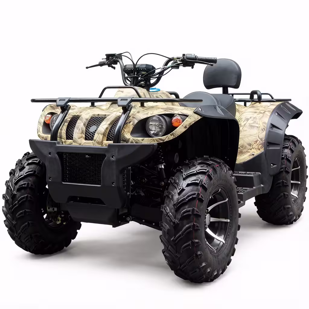 YKF-KZM 500 500cc quad camouflage 4x4 ATV with large off-road tires and front rack