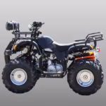 Black utility ATV quad bike side view