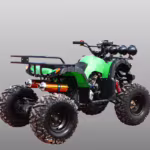Green ATV quad bike with dual exhaust