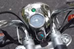 Motorcycle speedometer and ignition with chrome finish