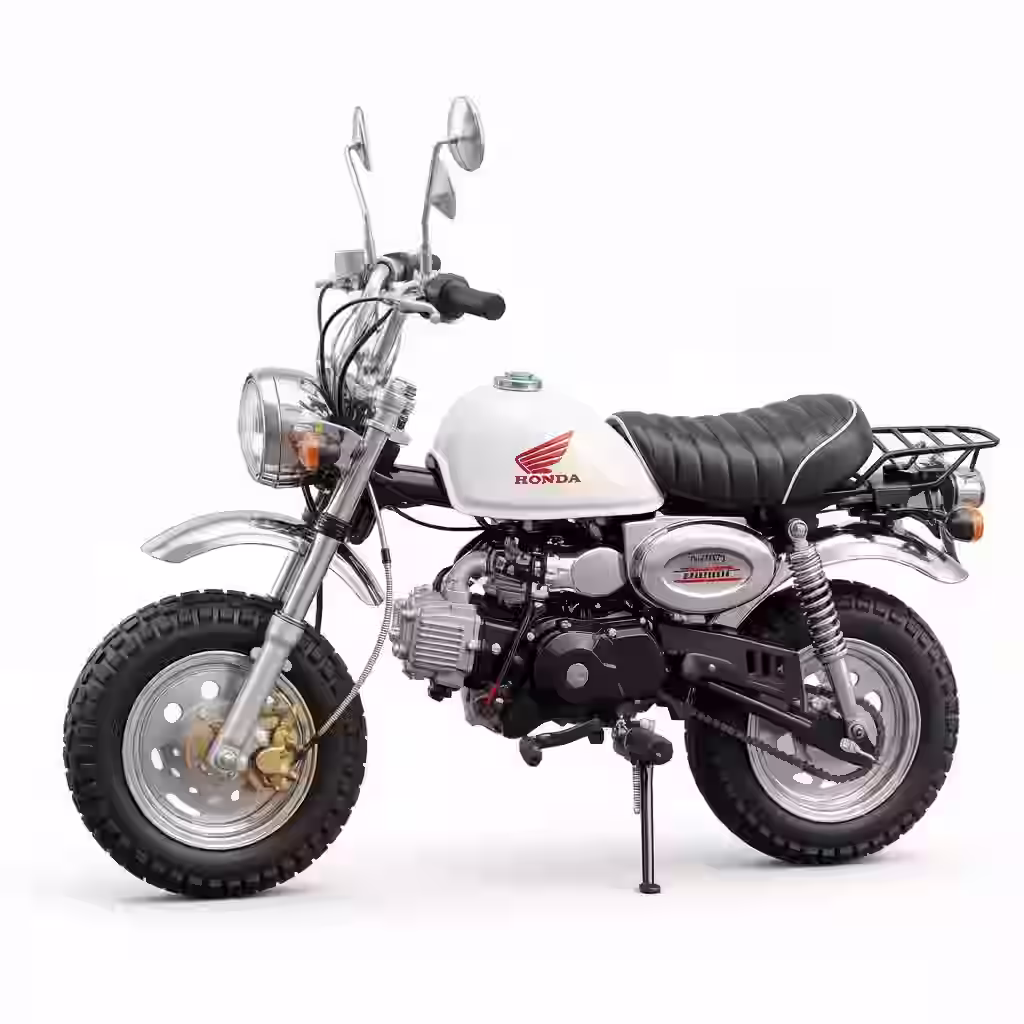 White Honda Monkey mini motorcycle side view