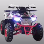 ATV blanco y rojo con faros LED brillantes