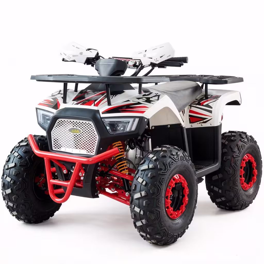 YKF-TLX 125cc 4 wheeler white and red mini ATV with black wheels