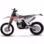 White and red dirt bike side view