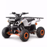 YKF-XGN 125cc youth quad white and black ATV with orange wheels