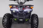 Front view of ATV with LED headlights on