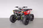 Red and black ATV with LED headlights