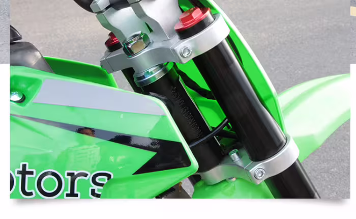 Suspensão dianteira e abraçadeira de guidão para motocross verde