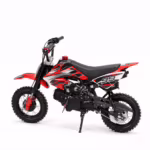 Minimoto de cross roja y negra con el número 99.