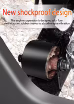 Motorcycle engine suspension with anti-vibration rubber sleeves