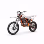 White and orange dirt bike with black tires