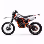 Orange and white dirt bike side view