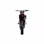Rear view of orange and black dirt bike