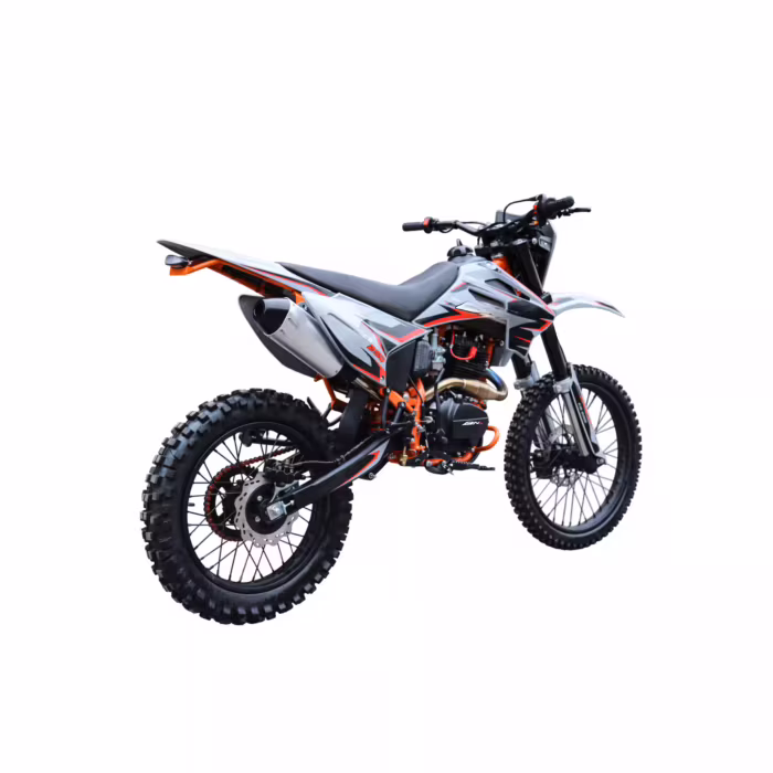 Moto de cross CB250D-G con chasis naranja y carrocería gris.