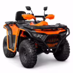 Orange and black ATV quad bike with front rack