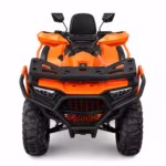 Orange ATV front view with black bumper
