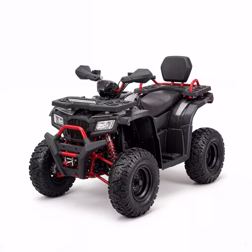 YKF-DDQ cvt atv black and red adult quad with rugged tires