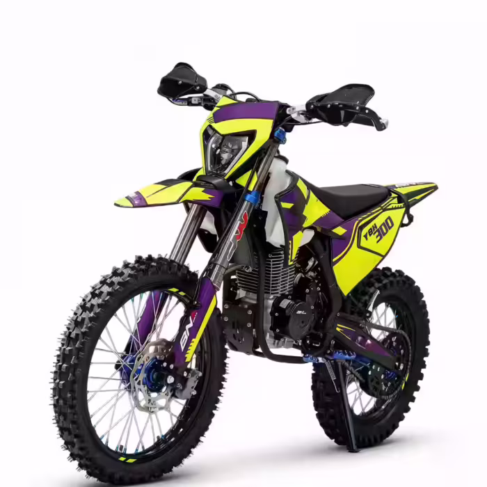 Moto de cross YBH 300 amarilla y morada