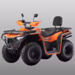 Orange and black ATV quad bike with rear seat