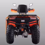 Rear view of orange and black ATV quad bike