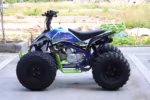 Blue and green SANFU ATV quad bike side view